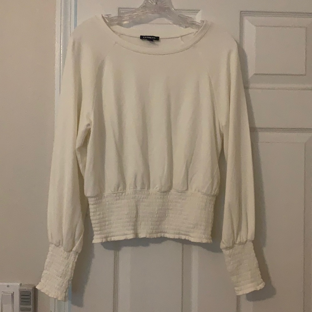 Express women’s cream sweater top.
